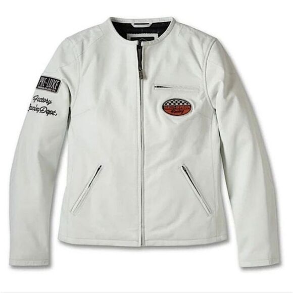 Harley Davidson Jacket WOMEN'S 120TH ANNIVERSARY CAFE RACER 100% LEATHER JACKET - Picture 1 of 16